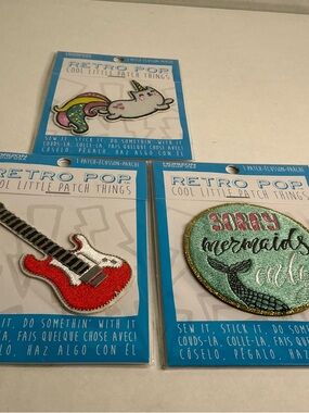 Retro Pop Kids Patch Pack – Unicorn, Guitar & Mermaid Patches (Multicolor)